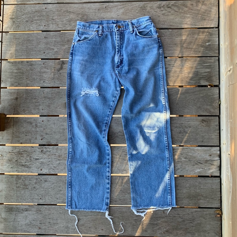 Vintage Wrangler Dark Stone Wash High Waisted Crop Jeans